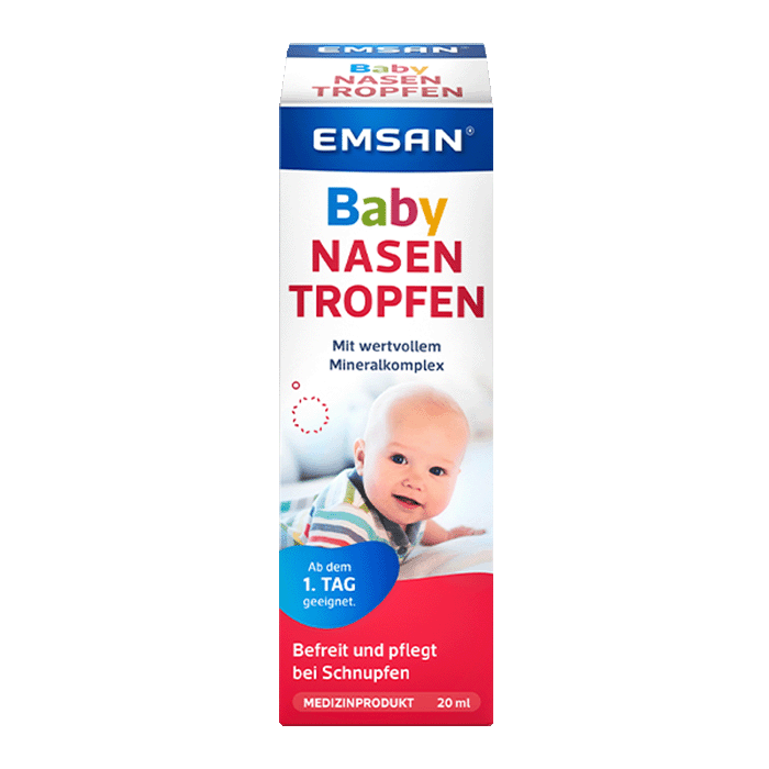 Emsan® Babynasentropfen Die Packung der Emsan® Babynasentropfen
