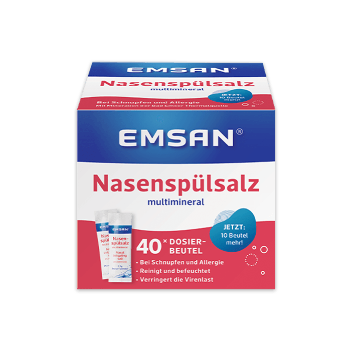 Emsan® Nasenspülsalz multimineral Verpackung des Emsan® Nasenspülsalz multimineral